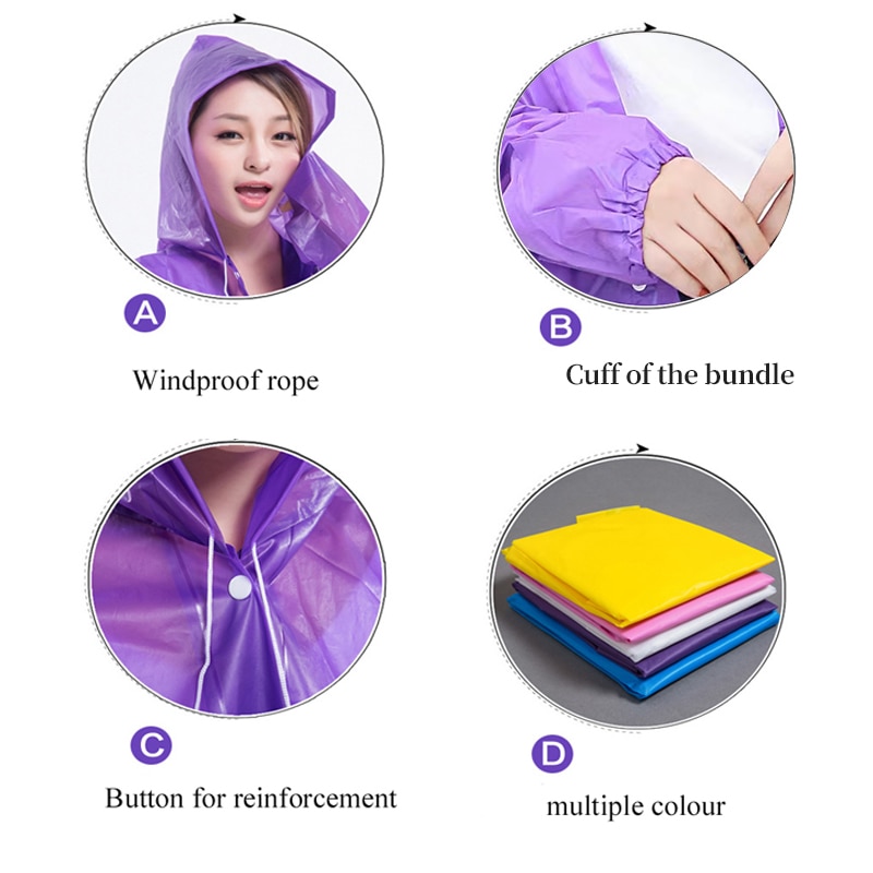 1pc Hooded Rain Coat Women Men - огляд і ціна Camping Rain Poncho